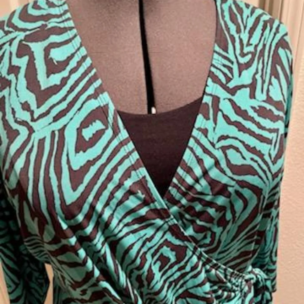 SOHO teal zebra casual dress 2X - Picture 4 of 4
